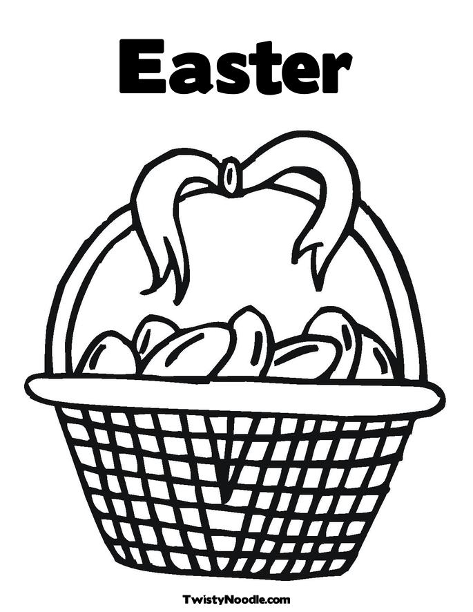 easter eggs in basket coloring pages. Easter Basket with Bow