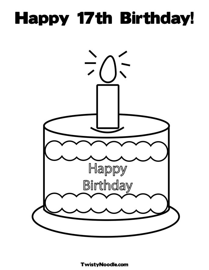 happy birthday cake 17. Birthday Cake Coloring Page.
