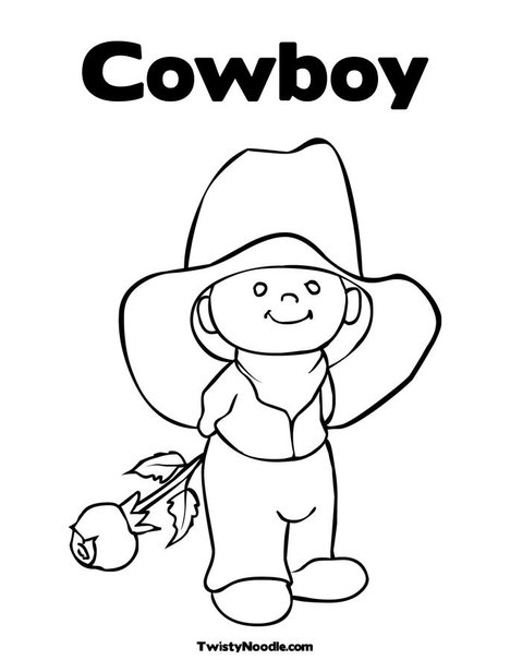 Coloring Pages Cowboys. Cowboy with Rose Coloring Page