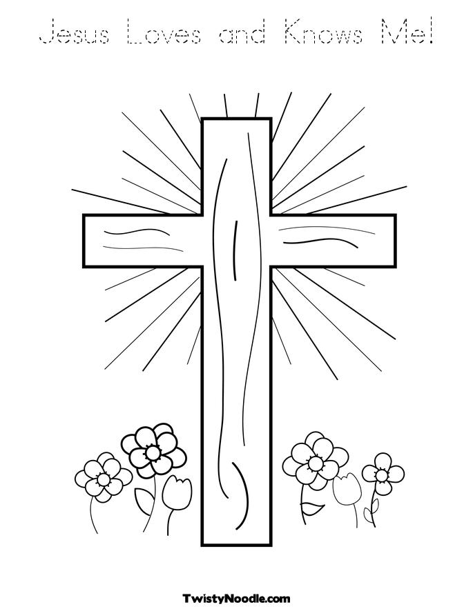 coloring pages jesus loves me. Jesus Loves and Knows Me! Coloring Page - Cross with Flowers - Tracing .
