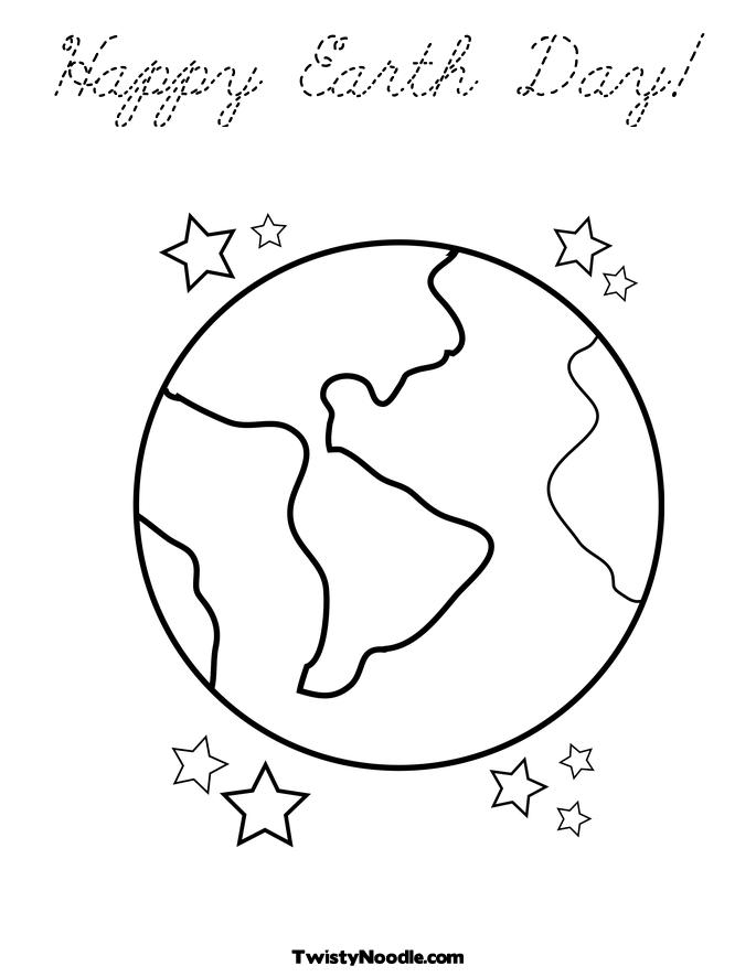 earth day coloring. Happy Earth Day! Coloring Page - Earth with Stars - Cursive - Twisty .