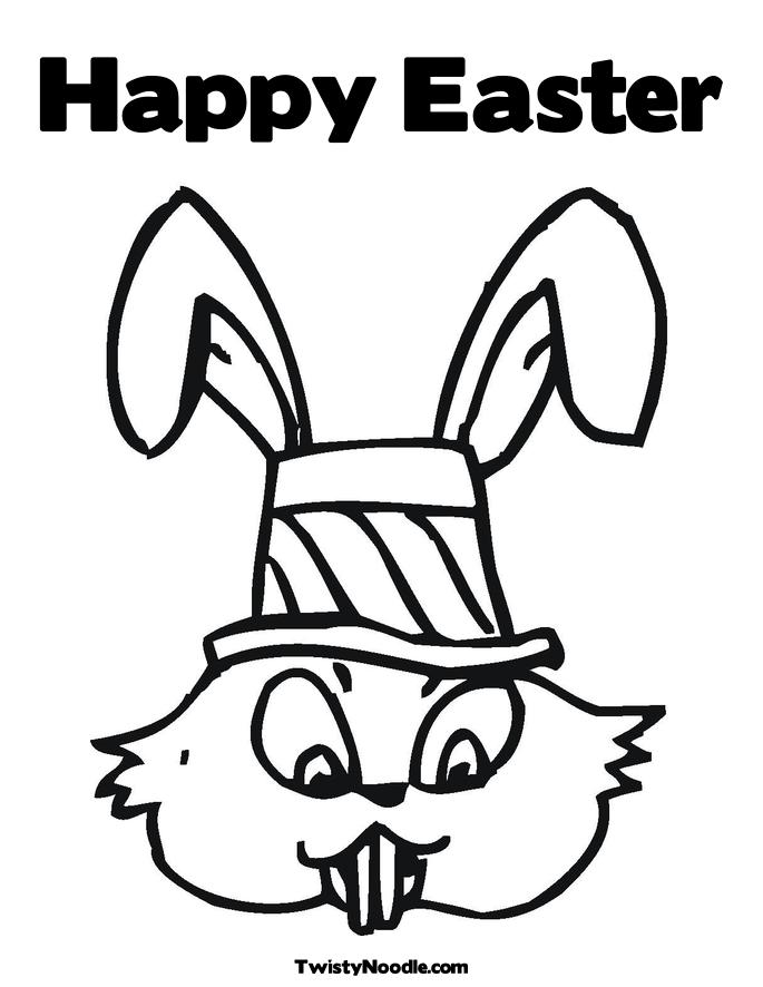 happy easter bunnies coloring pages. Easter Bunny with Hat Coloring