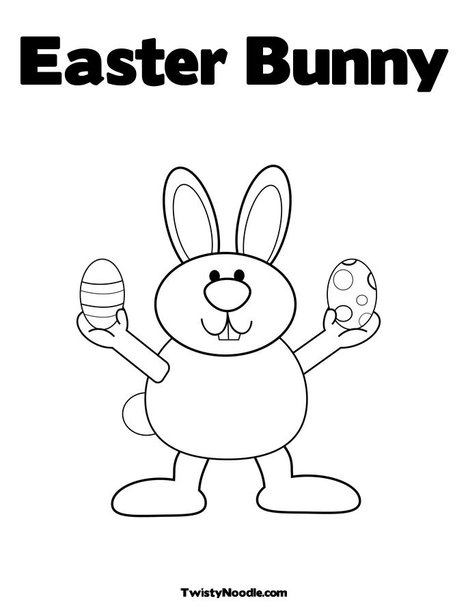 coloring pages of easter bunny and eggs. Easter Bunny Holding Eggs