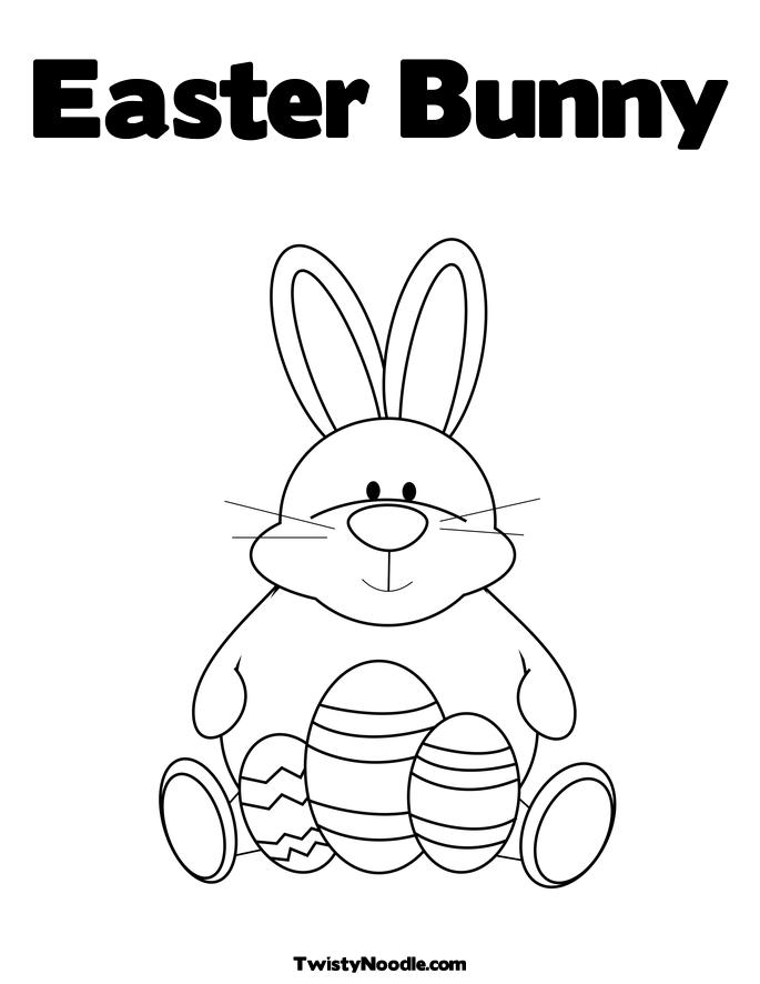 easter bunny coloring book pages. Easter Bunny Sitting with Eggs