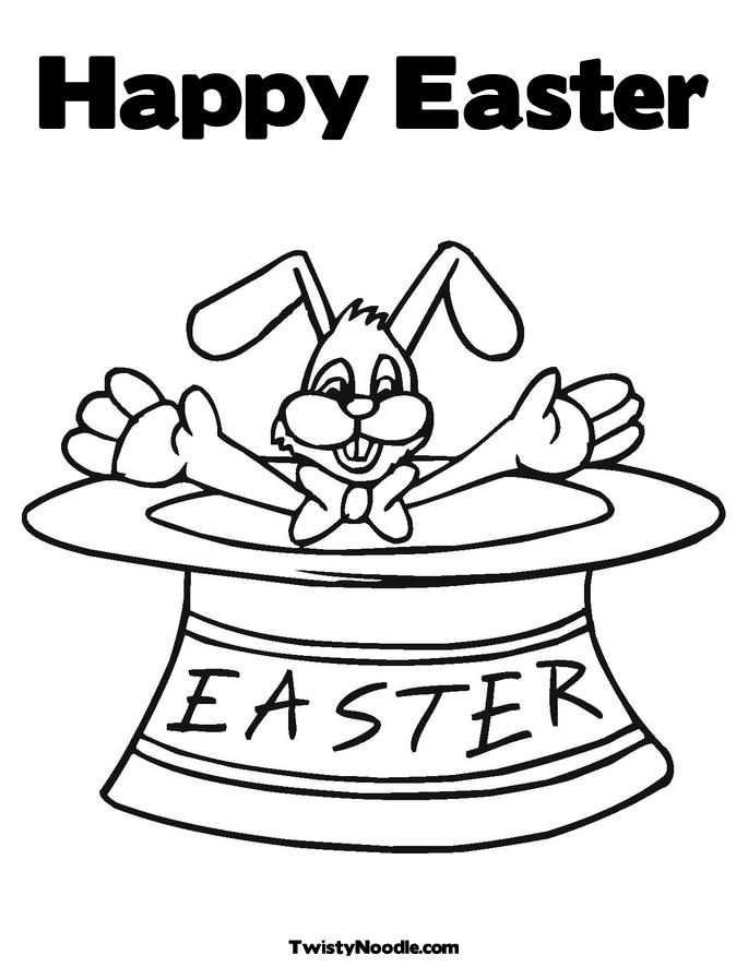 happy easter coloring pics. Easter Bunny in a Hat Coloring