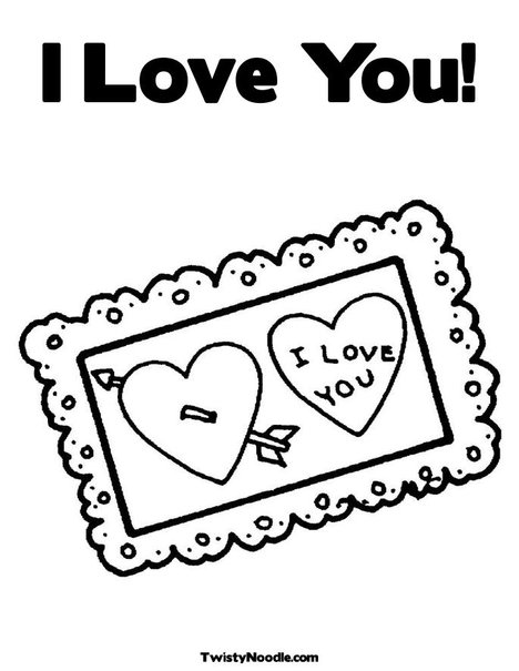 I Love You Coloring Pages To Print. I love You Postcard Coloring