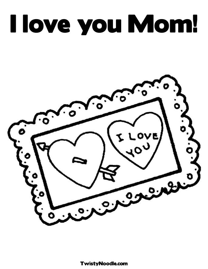 love you mom coloring pages. I love You Postcard Coloring