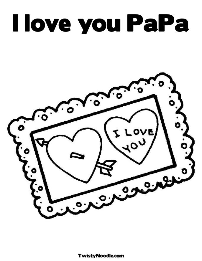 I love You Postcard Coloring Page.