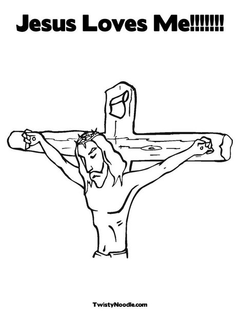 coloring pages jesus loves me. Jesus on Cross Coloring Page