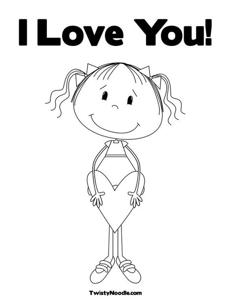 i love you heart coloring pages. Lilly with Heart Coloring Page