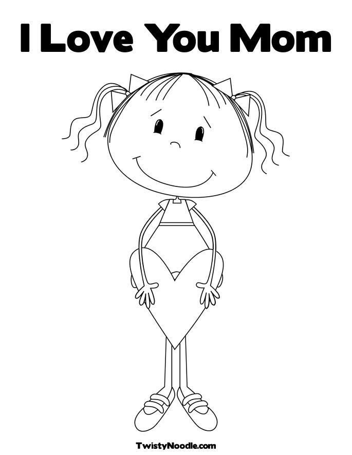 i love you heart coloring pages. I Love You Mom Coloring Page