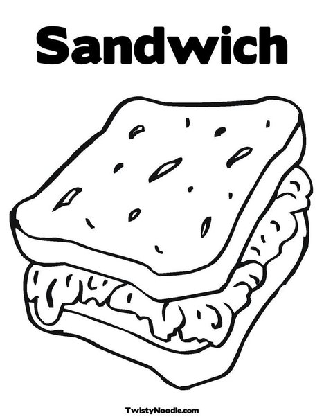 sandwich colouring pages. to
