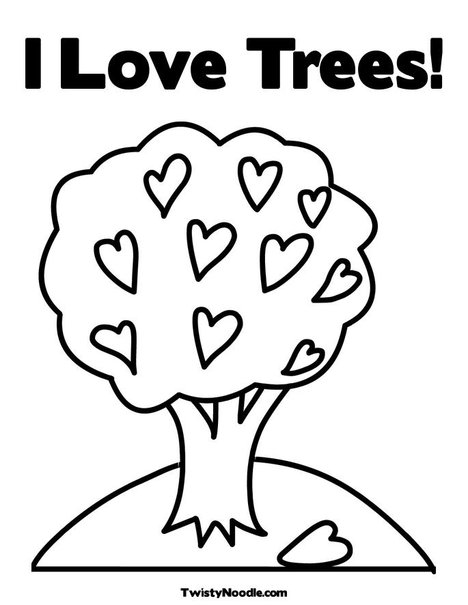 Coloring Pictures Of Love Hearts. Tree with Hearts Coloring Page